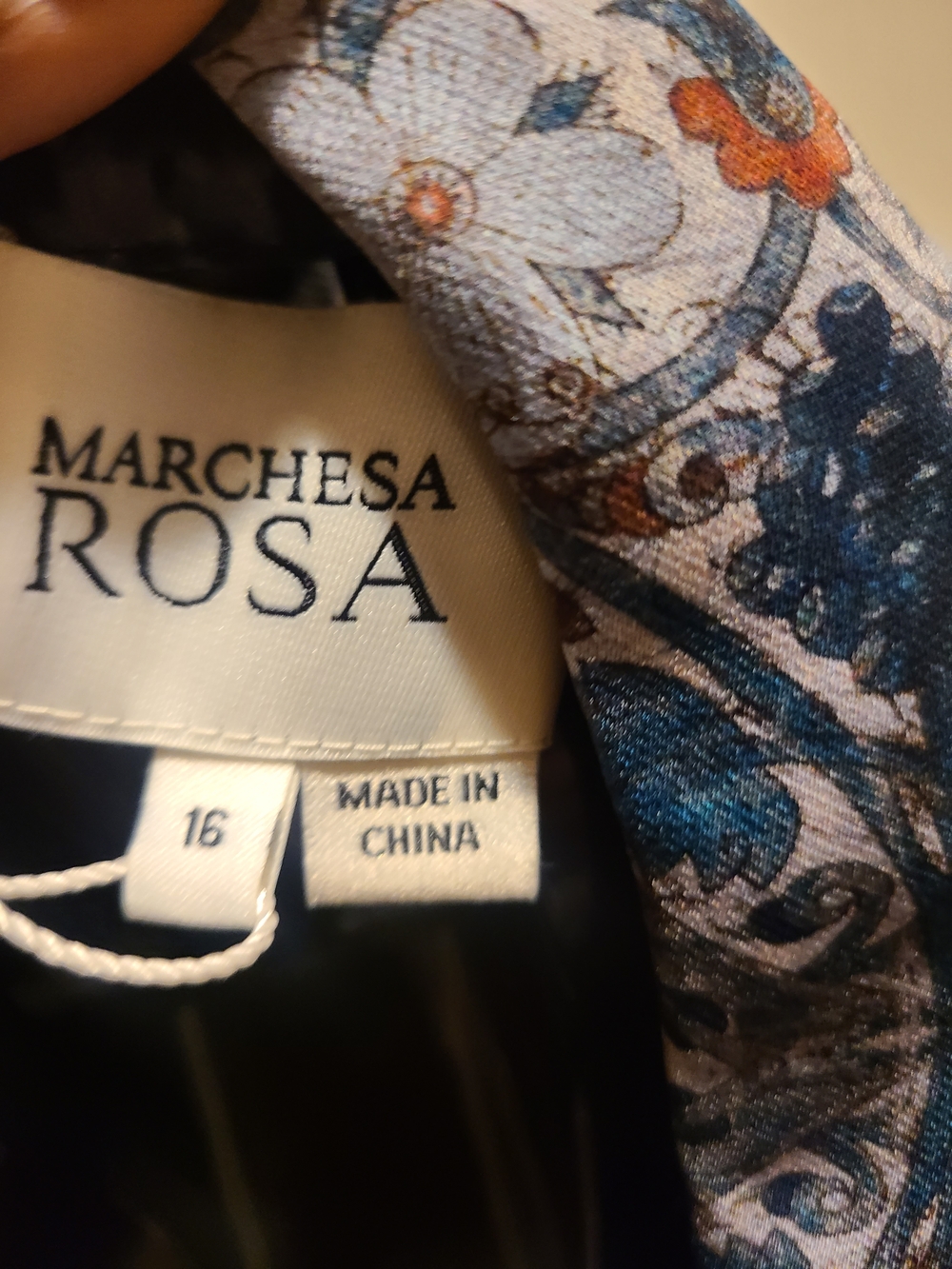 Marchesa Rosa Wrap-Front Navy Floral Midi Dress - Picture 4 of 4